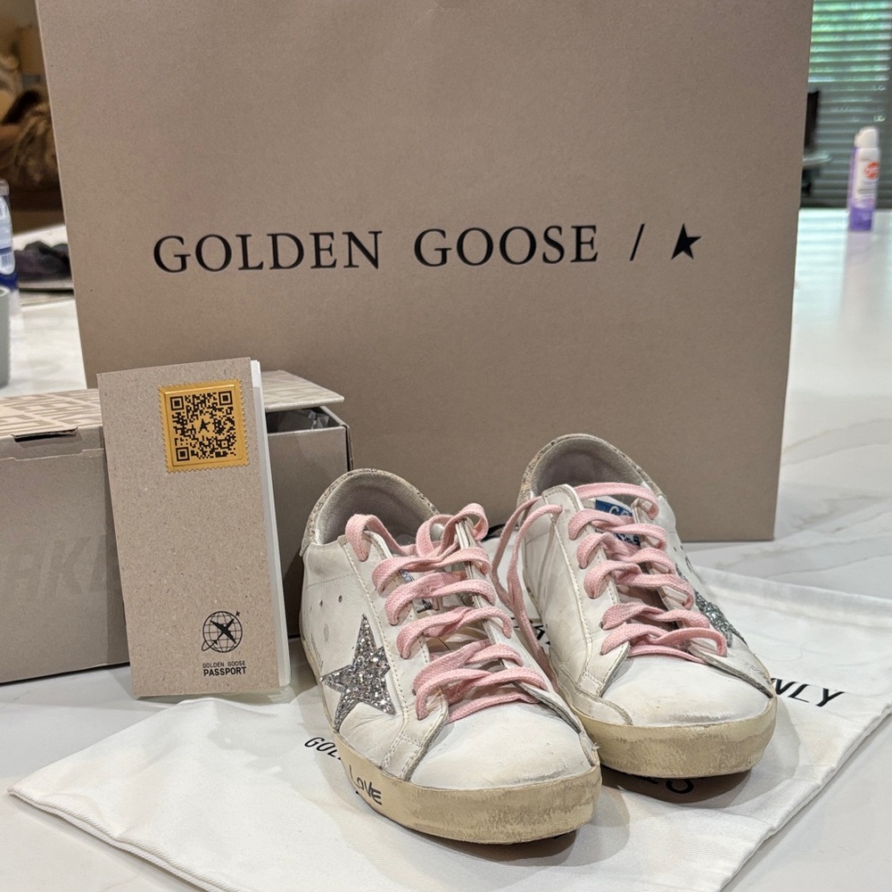 Golden Goose Women's Sneakers with Pink and Silver Accents